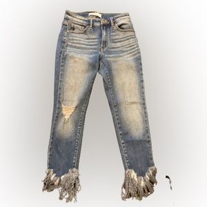 KanCan Fringe Bottom Jeans